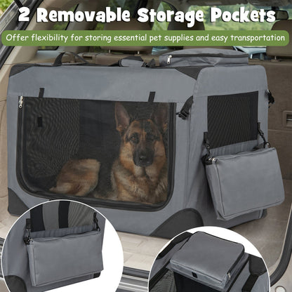 Soft Collapsible Dog Crate with Mesh Windows and 3 Doors