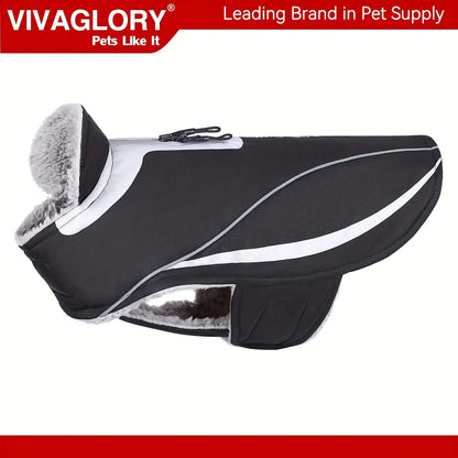 VIVAGLORY Dog Coat For Winter Dog Jacket With Harness Hole, Fleece Dog Vest For Cold Weather Dog Fleece Coat With , Warm Dog Parka Puppy Coat For Snow Puppy Jacket With Zipper, Reflective Dog Coat Dog Jacket For Hunting
