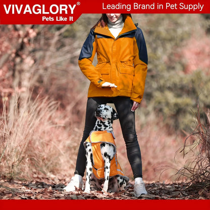 VIVAGLORY Dog Coat For Winter Dog Jacket With Harness Hole, Fleece Dog Vest For Cold Weather Dog Fleece Coat With , Warm Dog Parka Puppy Coat For Snow Puppy Jacket With Zipper, Reflective Dog Coat Dog Jacket For Hunting